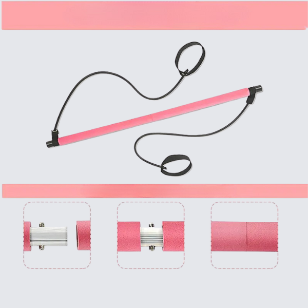 Portable Yoga Pilates Stick with Resistance Band for Workouts