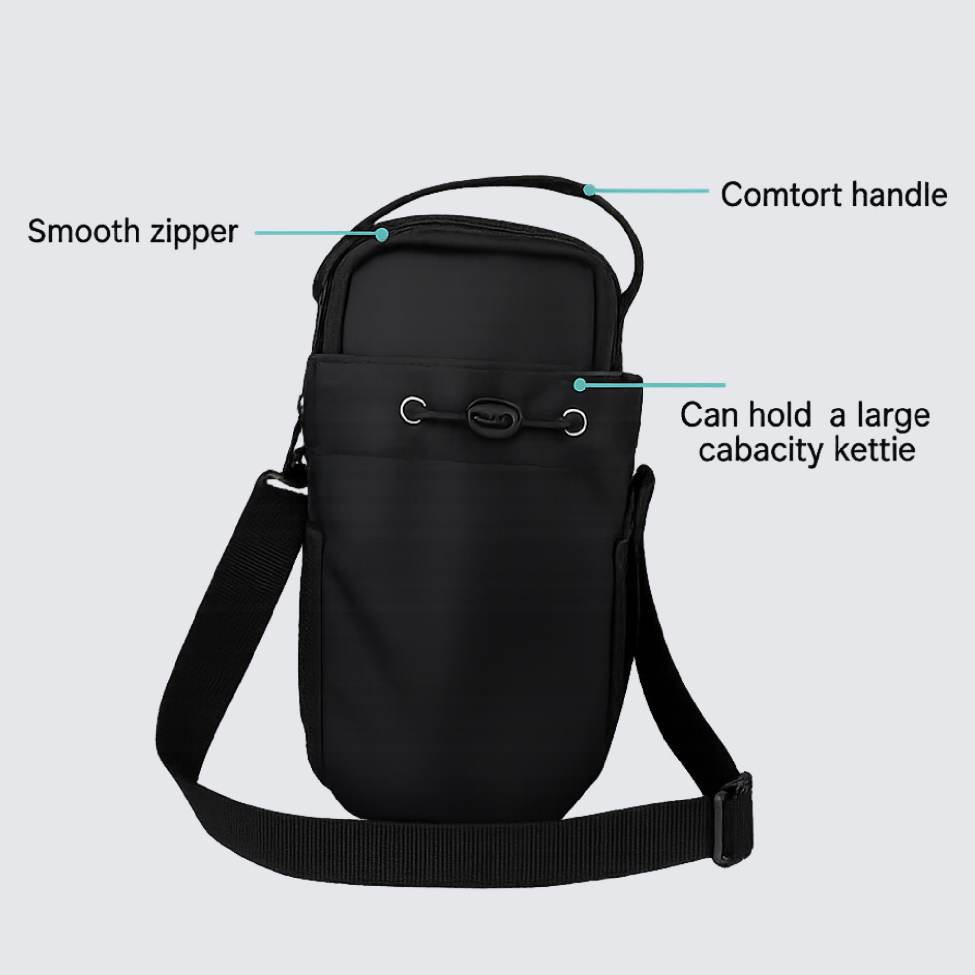 Magnetic FitPack with smooth zipper, comfort handle, and space for a large capacity kette.